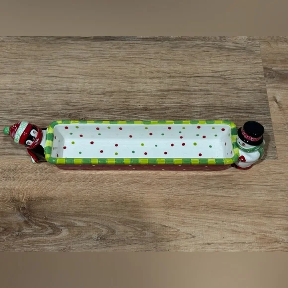 NEW Temp-Tations Holiday Figural Set of 2 Cracker Trays